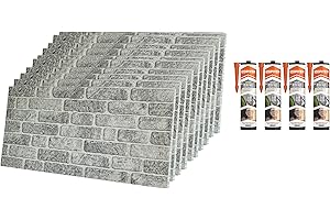Izodekor - Lot de 10 panneaux muraux 3D en polystyrène - Avec 4 cartouches de colle Akfix 310 incluses pour la fixation - Blanc gris