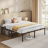 VASAGLE Metal Bed Frame, 16 x 200 cm | CONNER Collection RMB095B01 Guest Bed Frame Easy Assembly Matte Black and Ebony Black