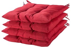 HAMO Seat Pad Cushions for Dining Chairs Set of 4, 40x40 cm, 16x16 inches (Red)