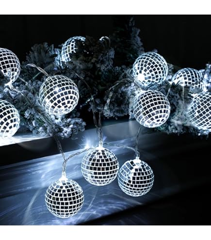 Boland 00768 - Catena Luminosa A LED Con Sfere A Specchio Per Feste A Tema, Lunghe 140 Cm, A Batteria (2xAA Non Incluse), Decorazione Anni '70 E Carnevale