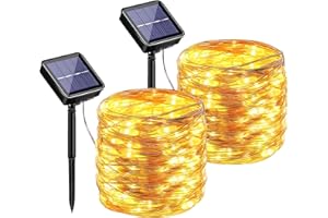 hangyiwei Luci Solari da Giardino Esterno, 26 m 240 LED Catena Luminosa Esterno Solare 8 Modalità Luci Esterno Decorative Per Patio, Cortile, Matrimonio, Festa 2 Pacchi