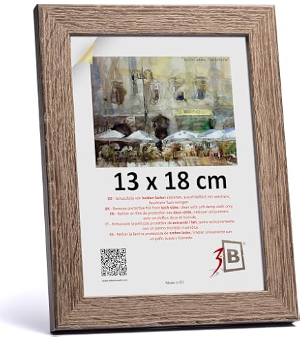 3-B Confezione da 5 Cornici per foto BARI RUSTICO - marrone scuro/oro - 30x40 cm cornice in legno esotico con vetro acrilico