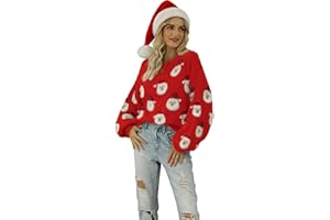 LIKPOJA Christmas Women's Jumpers Sweatshirts Tops Knitted Ugly Christmas Sweater Jumpers for Women Ladies Girls Xmas Party Winter Warm Knitwear Outfit