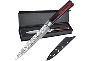 PoktWorld Couteau Cuisine Japonais,Couteau de Cuisine Professionnel en Acier Inoxydable,Couteaux et ustensiles de cuisine,Ergonomique Poignée Confortable,avec Boîte Cadeau (Couteau utilitaire 13cm)…