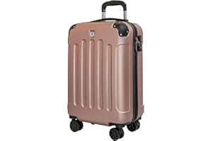 UTTAM 20 Inch Lightweight Cabin Bag - Carry On Suitcase, ABS, Water Resistant & Locking System - Easyjet Overhead (56x23x38cm) (Rose Gold)