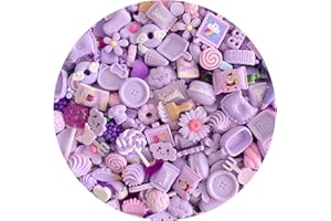 ULALAZA 50 pièces mignon slime charmes ensemble mixte résine Flatback faisant des fournitures pour bricolage artisanat fabrication et ornement Scrapbooking perles assorties bonbons fruits gâteau ornement