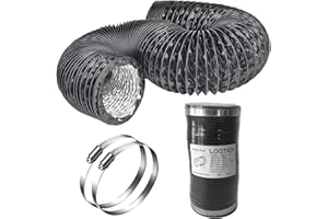 LOOTICH Forte Condotti Tubo Ventilazione Flessibile in Alluminio PVC da Ø79mm Lunghezza 2,5m per Aerazione Domestica Hydroponics HVAC Aerazione con 2 Morsetti in Acciaio Nero