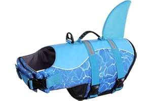 CITÉTOILE Gilet de Sauvetage pour Chien, Gilet de Sauvetage pour Chien avec poignée et réfléchissant, avec Une Bonne flottabilité, léger et sûr pour Les Sports Nautiques, Bleu, Les Vagues, XL