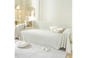 ‎SHANNA SHANNA Einfarbig Sofa Überwurfdecke 1/2/3/4 Sitzer, Chenille Ganzjährig Nutzbar Sofabezug L Form U Ecksofa Große SofaÜberzug, Vielseitige Sofaüberwurf Couch Überzug Sofa Cover Futonbezug mit Quaste