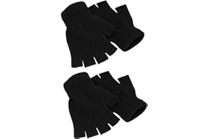 Syhood 2 Paare Halbfinger Handschuhe Unisex Warme Winter Fingerlose Handschuhe für Männer Frauen