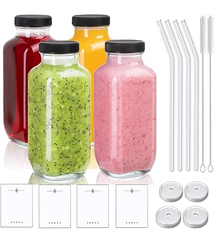 Yukaiwn Lege plastic flessen, 400 ml, herbruikbare lege plastic flessen met deksel voor sap, melk, water en dranken, 10 stuks