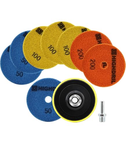 8-teiliges Polierpad-Set 100mm - Für Granit, Marmor, Beton