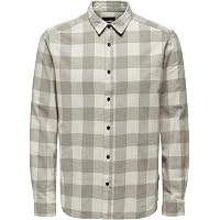 Cromoncent Camicia Uomo Maniche Lunghe In Flanella Scozzese | Grigio | Morbida E Casual
