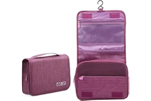 BANSGA Bolsa Aseo Neceser Mujer Hombre Maquillaje Organizador/Bolso cosmético mpermeable de Gran Capacidad Neceser Maquillaje,Bolsa de Aseo con Gancho Colgante para(Purple)