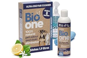 Pet Stain & Odour Remover - Enzyme Cleaner - Makes 8x 250ml Bio One Bottles,Natural & Safe Cleaner Pets Urine Neutraliser, Odour Eliminator. Enzymatic Cleaners For Pets, Dog, Cat Pee, Carpet & Fabric