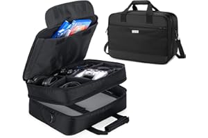CURMIO Custodia da viaggio compatibile con PS4/ PS4 PRO/XBOX 360 / XBOX ONE/XBOX ONE X console di gioco e accessori, organizer per borsa portatile per console di gioco, auricolare e cavo, Nero