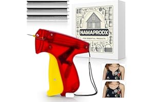 NAMAPRODX Fine Stitch Gun for Clothes - Temp Fixes, Tagging Gun for Clothing, Buttoneer, Mending Pro, Hemming Tool, Clothing Stapler, DIY, Versatile - 2160 Micro Fasteners & 1 Needle - Red Yellow