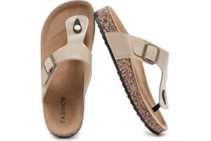 Pelbiuqik Damen Zehentrenner, Herren Pantoletten Hausschuhe Sportliche Kork-Fußbett Schlappen Mit Verstellbarer Rieme Sandalen für den Sommer