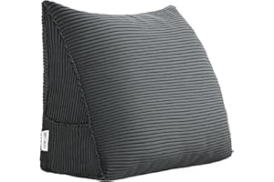 Johnear Poduszka klinowa, poduszka do czytania na łóżko i sofę, poduszka pod oparcie, zagłówek do łóżka, duża trójkątna poduszka lędźwiowa (szara, 45 cm)