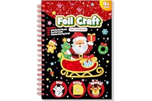 LIKYMO Foil Art for Kids - Foil Fun Christmas Themes Art and Craft for Kids, No Mess Creative DIY Activity Toys for 4 5 6 7 Year Old Girls Boys Christmas Gifts