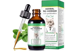 HEXIN Wurmkur Katze 60ml, Entwurmungsmittel Katzen mit Probitika - Verbesserung der Verdauung, Immunitätsschub, Natürliche Katzenwurmer-Tropfen