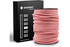 smartect Cable Textil en Color Rojo Blanco, Cable Electrico 3 Hilos de 5 Metros (3 x 0,75 mm²) Cuerda para Lampara con Revestimiento Textil para su Proyecto DIY