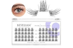 BEYELIAN DIY Eyelash Extension,Cluster Individual False Eyelashes Extension Natural Look Reusable Glue Bonded Super Thin Clear Band 48 Lash Clusters 10mm