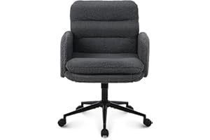 Youhauchair Office Chairs for Home, Faux Cashmere Desk Chair with Adjustable Height, Comfortable Computer Chairs Bedroom Chair, Faux Fur Office Chair, Dark Grey