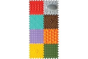 ORTO NATURE 8-teiliges Sensorik-Puzzle-Matten-Set – Orthopädische Massagematte für Kinder, Erwachsene & autistische Kinder, Sensorik-Spielzeug, Sinnesmatten, Strukturmatten (Igel Hier)