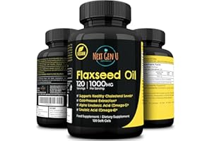 NGU NEXT GEN U Next Gen U Flaxseed Oil w/Omega 3, 6, 9, Cold Pressed Food Supplement 1000 mg 120 Vegan Softgels