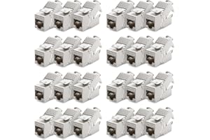 deleyCON 24x Module Keystone CAT 6a Jack - Blindé STP Connecteur RJ45 Installation Snap-In Montage Câble Brut CAT 500 Mhz 10 GBit/s