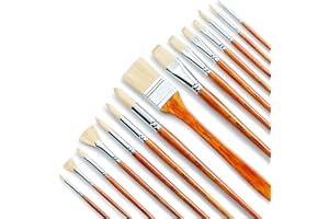 ARTIFY ART SUPPLIES ARTIFY Oil Paint Brushes Set, 15Pcs Professional Natural Chungking Bristle Acrylic Paint Set, Oil and Acrylic Painting, Long and Heavy Handle
