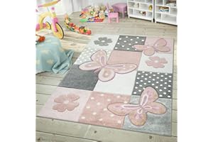 TT Home Kinderteppich Teppich Kinderzimmer Mädchen Kinder 3D Prinzessin Sterne Krone, Farbe:Mehrfarbig, Größe:160 cm Rund