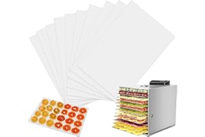 Herbst 10er Dörrfolie für Dörrautomat, 35×30cm Wiederverwendbar Dörrfolie Antihaft Dampfmatten, Silikon Dehydrator Blätter für Rechteckige/Runden Dörrautomat Obsttrockner