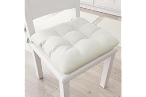 PETTI Artigiani Italiani - Cuscini per Sedia Cucina, Set 6 Cuscini per Sedie Cucina, Coprisedie Cucina in Cotone con Laccetti, Sabbia, 100% Made in Italy