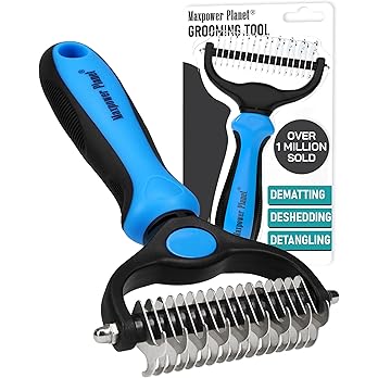Maxpower Planet Pet Grooming Brush for Long Haired Cats - Double Sided Shedding and Dematting Undercoat Rake, Dog Comb, Blue - View 7