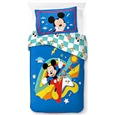 Jay Franco - Disney Mickey Mouse Single Bed Sheet Set - 100% Cotton - Blue - Includes Pillowcase 50 x 70 cm