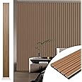 Art3d 4pcs-107 x 8in Slat Acoustic Panel for Wall and Ceiling, 3D Fluted Sound Absorbing Panel with Wood Finish, Walnut