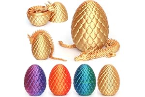 MYQIQI 3D Printed Dragon in Egg, Large Dragon Egg Fidget Toy – Flexible Articulated Crystal Dragon Fidget for Home and Office Executive Desks Décor