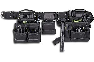 AWP Carpenter Tool Rig con maniglie per il trasporto, cintura per attrezzi premium, cintura imbottita in rete aerea adatta a vita fino a 50 pollici