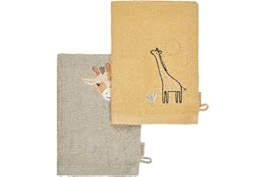 Sterntaler Kaya Lot de 2 Gants de Toilette en Coton Absorbant avec de Beaux Bords tissés Motif Girafe Broderie pour bébés et Tout-Petits Multicolore
