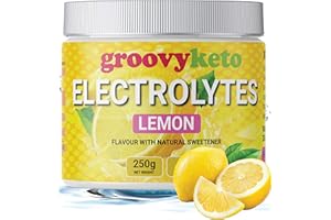 Groovy Keto Electrolytes Powder - Lemon Flavour, 250g tub, 50 Servings, Sugar Free, Gluten Free, Zero Calories, Fasting, Hydration for Keto