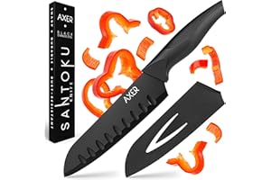 Axer Coltello Santoku Giapponese 18 cm - Coltello da Cucina Giapponese - Coltello da Chef Professionale - Chef Knife Santoku - Coltello Giapponese Professionale