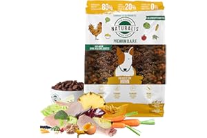 NATURALIS BARF FOOD Naturalis Smart 80 Barf karma dla psów, 1 kg, pełnoporcjowa karma dla kurczaków, bez dodatków, bezzbożowa, bezglutenowa, 100% naturalna – delikatnie suszona na powietrzu