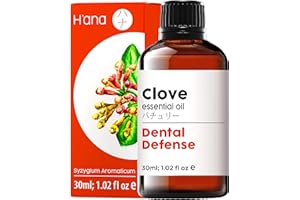H'ANA H’ana Clove Oil for Tooth Aches & Pain Relief - 100% Pure and Natural Clove Essential Oil - Therapeutic Grade Clove Oil Essential Oil - Clove Oil for Hair Growth, Skin, Teeth & Gums (30ml)