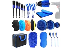 PL ZMPWLQ 22PCS Kit de Brosse Nettoyage Voiture, Pinceau-Nettoyage-Voiture Pinceau-Detailing-Auto Brosse-Lavage-Voiture Car-Cleaning-Kit Brosse-Jante-Voiture Perceuse Nettoyage Voiture Interieur et Exterieur