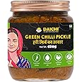 Daichi - Green Chilli Pickle | Crafted with love by women artisans | Sun cured | Cold-pressed mustard oil | In-house spices | No Preservatives 450gm (Pack of 1)