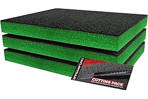 Shadow Foam Kit de démarrage 3 pièces | Inserts en mousse pour boîte à outils – Feuille de mousse 40 x 32 cm – Organisation de boîte à outils et systèmes de rangement d'outils (Vert, 50 mm)