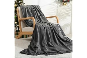 ‎CURECURE Elektrische Heizdecke Flanell Große 150 * 200cm, Wärmedecke mit 4 Heizstufen, Schneller Aufheiz & Überhitzungsschutz, Temperaturregelung & Abschaltautomatik & Digitalanzeige Heizdecke, Waschbar