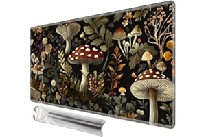 JANENFNA TCG Card Playmat 24" x 14" with Storage Bags for MTG Game Play Mats, Premium Stitched Non-Slip Rubber Tabletop Magic Play Mats Desk Duel Card Breaking Mats, Vintage Mushroom